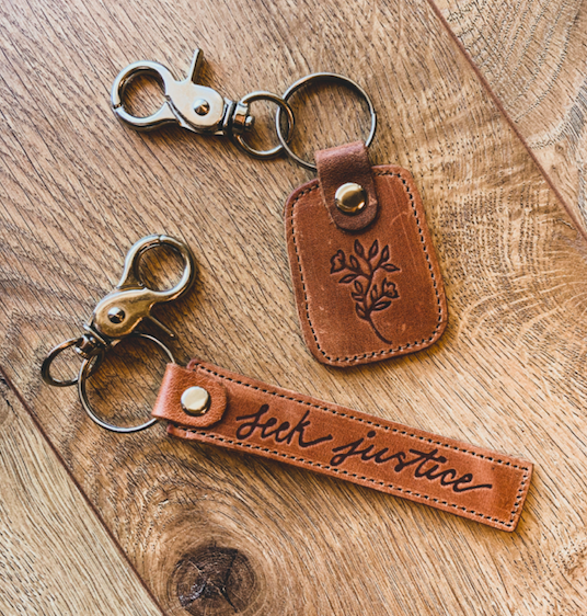 Little Crafts by Evolve Luxury Leather Keychain. Gold